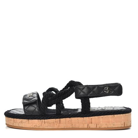 chanel cord and lambskin sandals|lambskin platform sandals black.